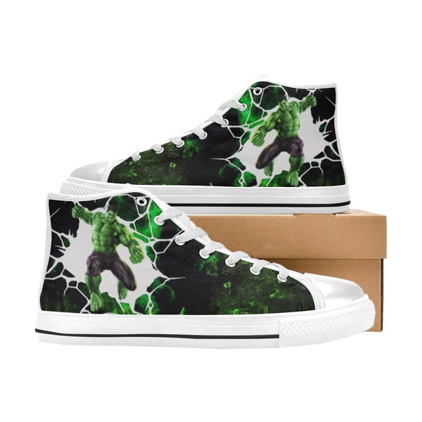 Hulk High Canvas Shoes for Fan, Women and Men, Hulk High Canvas Shoes, Hulk Marvel Sneaker, Hulk Marvel