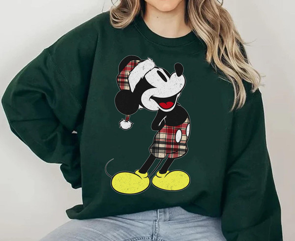 Retro Mickey Mouse Red Plaid Santa Hat Sweatshirt  Walt Disney World T-shirt  Mickey's Verry Merry Christmas 2022  Disneyland Trip Gift - 2.jpg