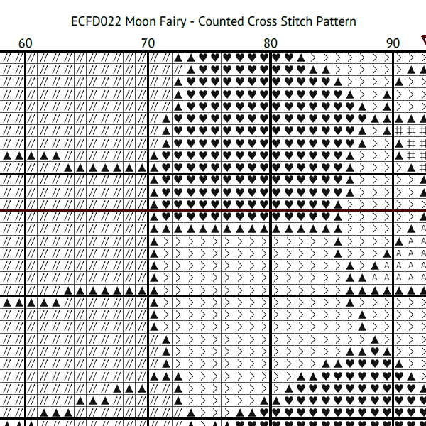 ECFD022 Moon Fairy Counted Cross Stitch Pattern Black & White Symbols 601 x 601.png