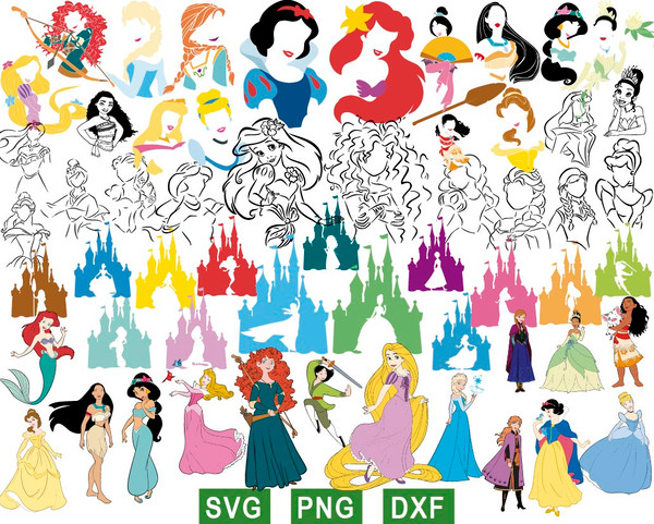 Disney Princess Svg Disney Princess Silhouette Svg Disney Inspire Uplift 