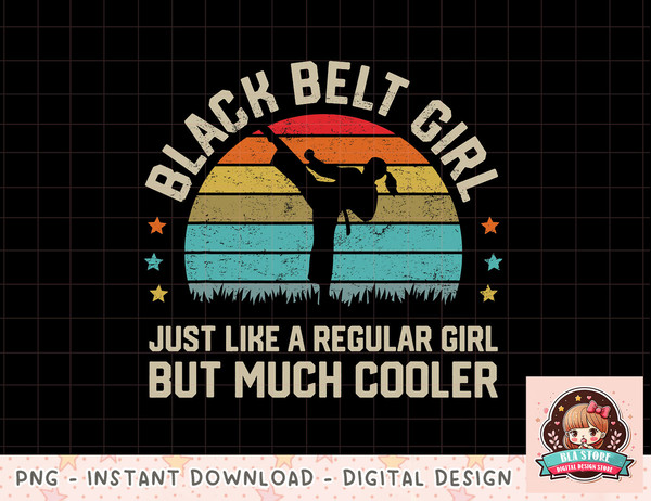 Black Belt Girl Karate Jiu Jitsu Taekwondo Martial Arts png, instant download, digital print.jpg