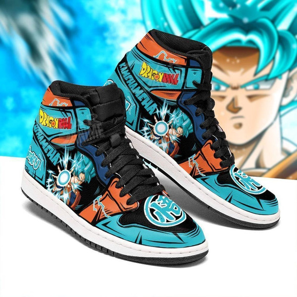 Goku Blue JD1s Kamehameha Canvas Shoes for Fan, Women and Men, Dragon Ball High Canvas Shoes, Goku Blue JD1s Kamehameha