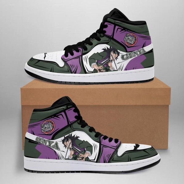 Genya Shinazugawa High Canvas Shoes for Fan, Women and Men, Demon Slayer High Canvas Shoes, Genya Shinazugawa Sneaker