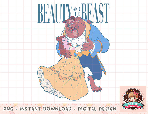 Disney Beauty And The Beast Belle And Beast Classic Portrait png, instant download, digital print.jpg