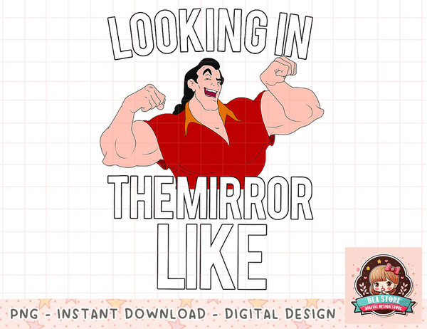 Disney Beauty And The Beast Gaston Looking In The Mirror png, instant download, digital print.jpg