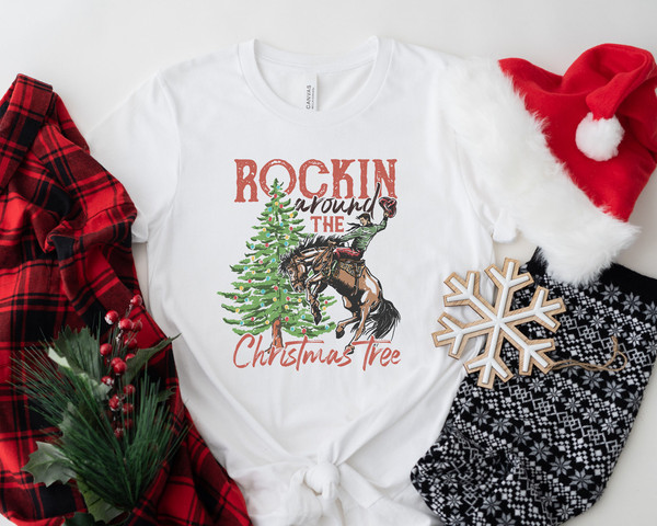 Rocking Around The Christmas Tree Sweatshirt, Women's Christmas Shirts, Retro Christmas Western Shirt,Cowboy Christmas Shirt,Christmas Shirt - 3.jpg