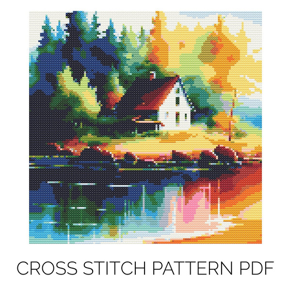 ECFD024 Painting Lakeside House Cross Stitch Pattern 1080 x 1080.jpg