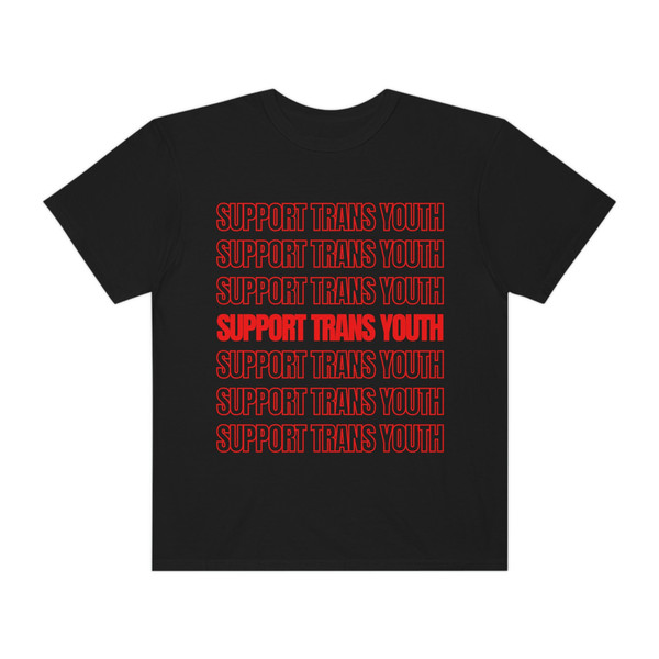 Support Trans Youth - Unisex Comfort Colors T-Shirt, Red Retro Style, Trans Rights, Transgender Shirt, Pride Month, LGBTQ+ - 3.jpg