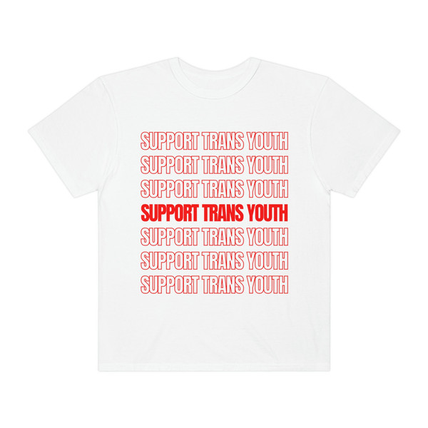 Support Trans Youth - Unisex Comfort Colors T-Shirt, Red Retro Style, Trans Rights, Transgender Shirt, Pride Month, LGBTQ+ - 4.jpg