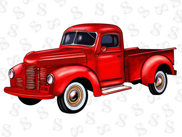 Red Truck Sublimation Image, Watercolor Truck Png, Truck Png, Farm Animal Artwork,Digital Download,Pickup Truck drawing,Digital Pickup truck - 1.jpg