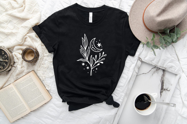 Floral Moon Shirt, Moon Child Shirt, Moon Wildflower Shirt, Moon Phases Shirt, Moon Boho Shirt, Astronomy T-Shirt, Celestial Shirt - 4.jpg