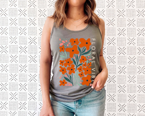 Floral Shirt Tank, Grow Positive Thoughts Tank, Bohemian Style Tank, Butterfly Shirt, Trending Right Now, Women's Graphic Tank, Love Tank - 1.jpg