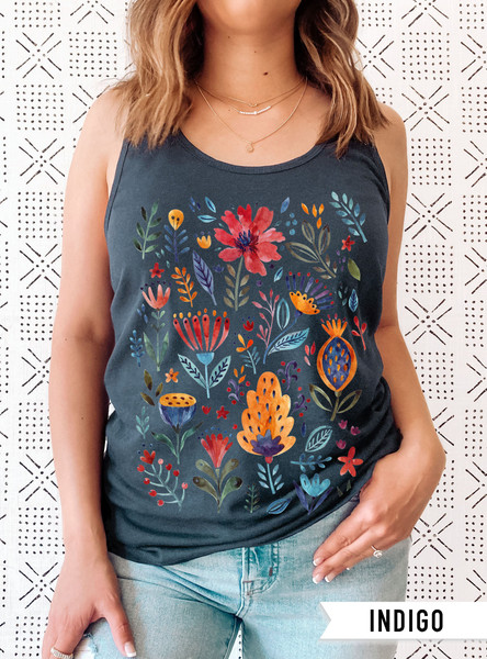 Floral Shirt Tank, Grow Positive Thoughts Tank, Bohemian Style Tank, Butterfly Shirt, Trending Right Now, Women's Graphic Tank, Love Tank - 3.jpg