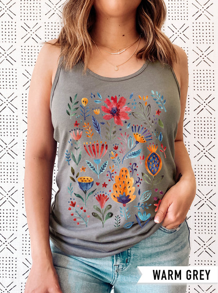 Floral Shirt Tank, Grow Positive Thoughts Tank, Bohemian Style Tank, Butterfly Shirt, Trending Right Now, Women's Graphic Tank, Love Tank - 5.jpg