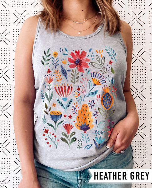 Floral Shirt Tank, Grow Positive Thoughts Tank, Bohemian Style Tank, Butterfly Shirt, Trending Right Now, Women's Graphic Tank, Love Tank - 6.jpg