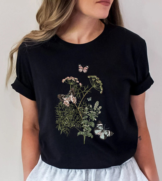 Flower t-shirt  Gift for her  Women trendy tshirt  Spring concept  Wild meadow flower nature tee  Floral Tee  Gardener Botanical Shirt - 3.jpg