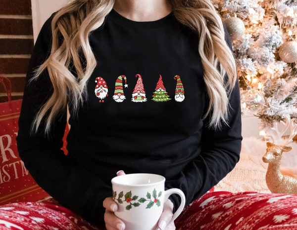 Gnome Sweatshirt, Cute Gnome Long Sleeve Shirt, Xmas Gnomes Sweatshirt, Christmas Long Sleeve tee, Funny Christmas Gift - 1.jpg