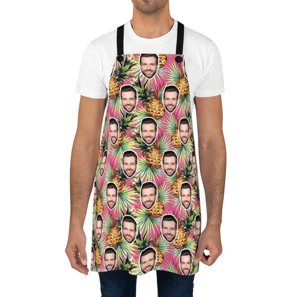 Personalized Faces Apron, Custom Photo Apron, Tropical Apron, Funny Crazy Face Kitchen Apron Personalized Kitchen Custom Picture Chef Gift - 2.jpg