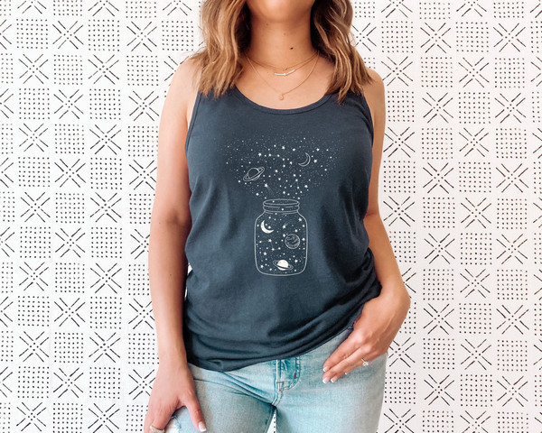 Space Tank Top, Star Galaxy T shirt, Astronomy Shirt, Outdoors Tank, Crescent Moon, Milky Way, Star Tank Top, Constellation Tshirt - 2.jpg
