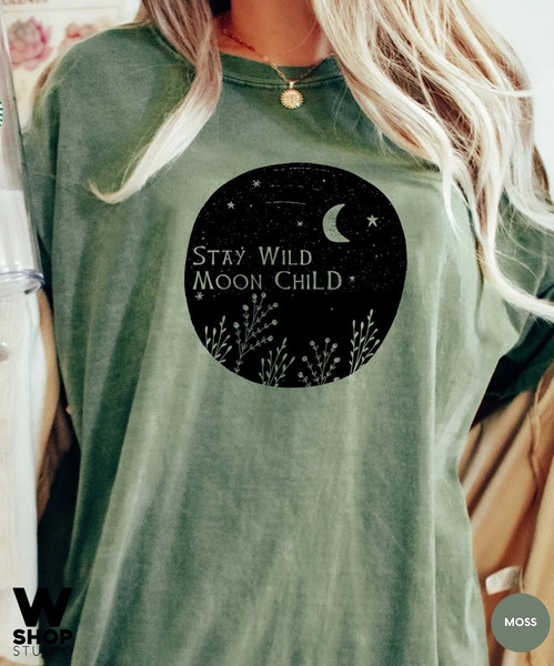 Stay Wild Moon Child Shirt, Moon Shirt, Bohemian Shirt, Gift For Moon Lover, Sun And Moon T-shirt, Women Oversized Tee - 1.jpg