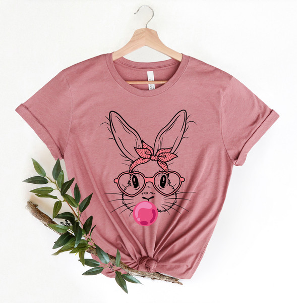 Bunny with Leopard Glasses shirt, Easter shirt, Easter bunny graphic tee, Easter shirts for women,Ladies Easter Bunny,Bubble Gum Bunny Tee - 2.jpg