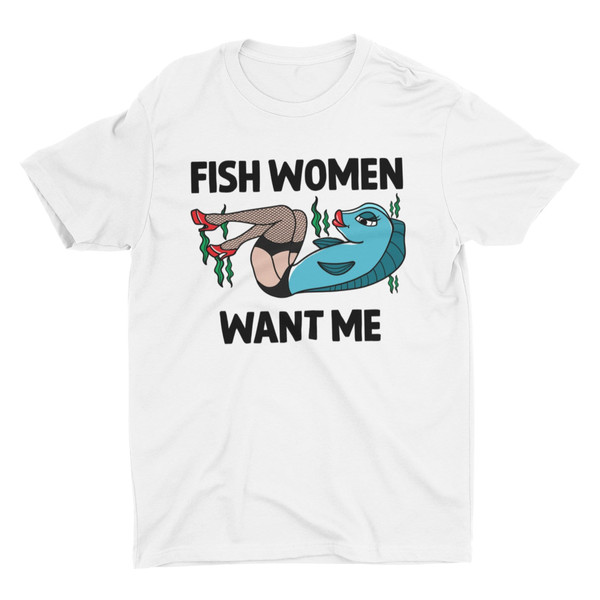 Women Want Me Fish Fear Me Fishing Men's Graphic T-Shirt, Black, Large 