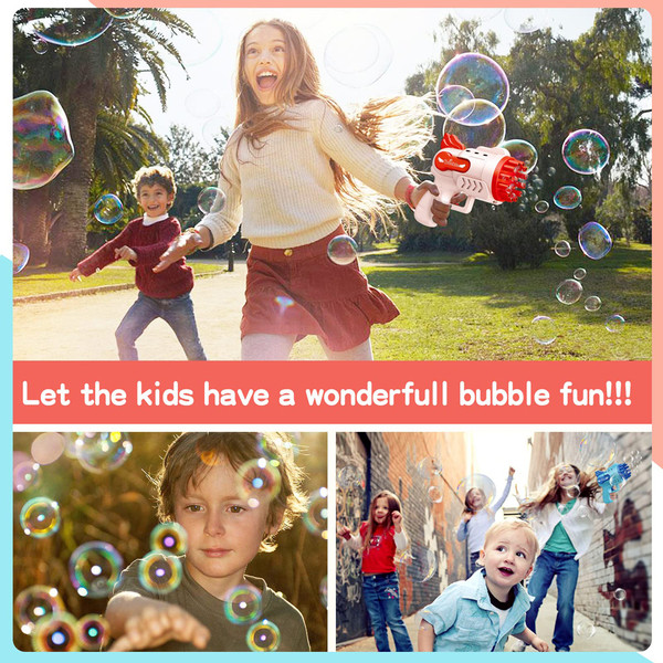 Bubble Gun Electric Automatic Soap Rocket Bubbles Machine Kids