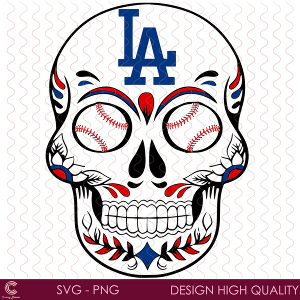 Los Angeles Dodgers Dia De Los Muertos Skull Svg Los Angeles