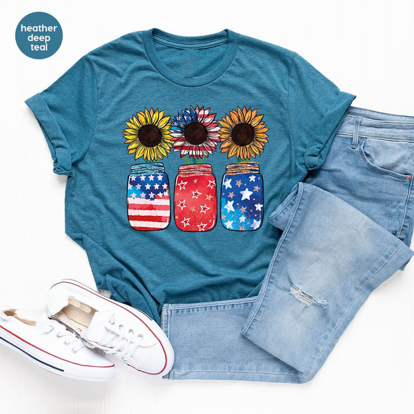 4th Of July Shirt, American Sunflower Shirt, Fourth of July Gift, Independence Day Tshirt, USA Flag T-Shirt, Patriotic Gift, Freedom Shirt - 4.jpg