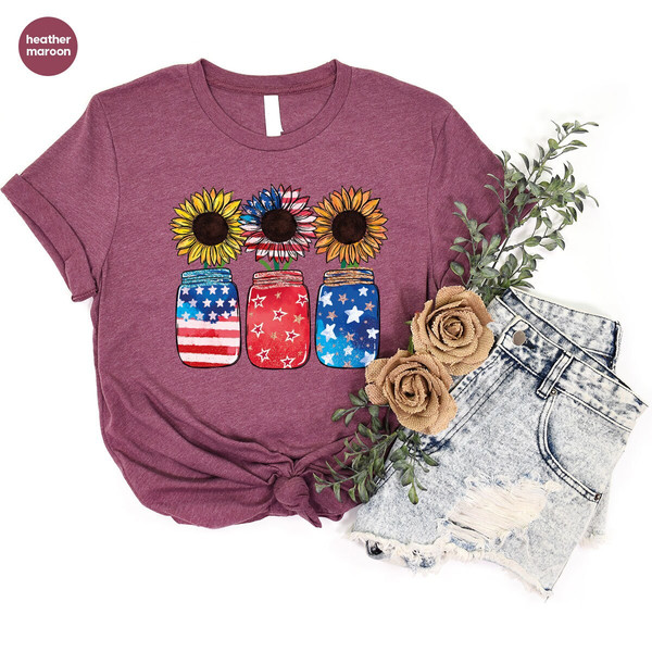 4th Of July Shirt, American Sunflower Shirt, Fourth of July Gift, Independence Day Tshirt, USA Flag T-Shirt, Patriotic Gift, Freedom Shirt - 6.jpg