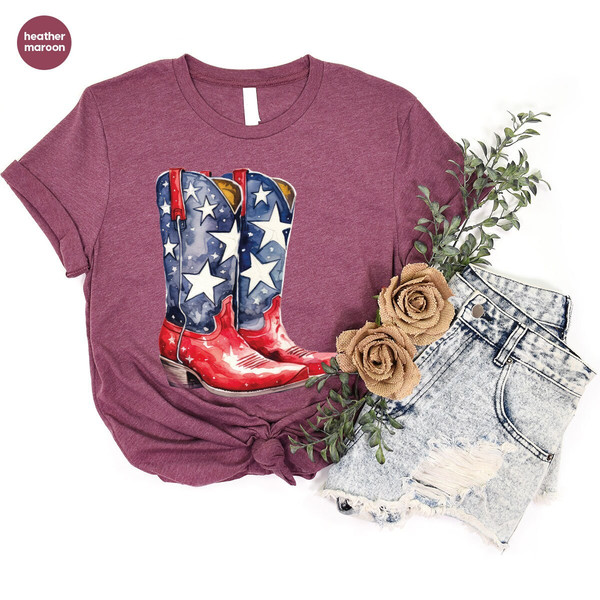 4th of July Shirt, Patriotic TShirt, Cowboy Boots T Shirt, Graphic Tees for Women, Fourth of July, Freedom Girls T-Shirt, Country Clothing - 6.jpg