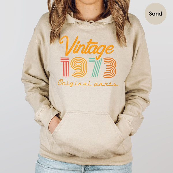 50th Birthday Hoodie, Vintage 1973 Long Sleeve, 50th Birthday Gift for Women, 50th Birthday Shirt Men, Retro sweatshirt, Vintage Hoodie - 2.jpg