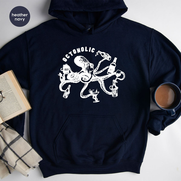 Alcoholic Octopus Long Sleeve Shirt for Party, Funny Octoholic Sweatshirt for Friend Gift, Vintage Drinking Octopus Beer Long Sleeve - 6.jpg