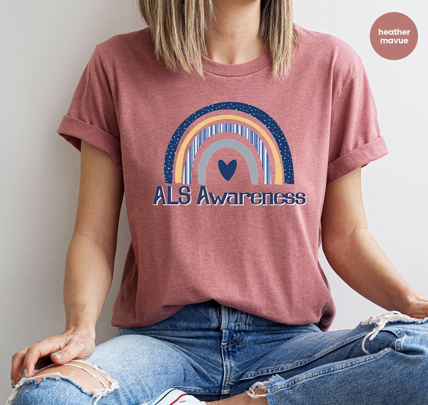 ALS Support T-Shirt, ALS Awareness Month Outfit, ALS Warrior Tee, Amyotrophic Lateral Sclerosis, Als Survivor Gift, Als Rainbow Graphic Tees - 1.jpg