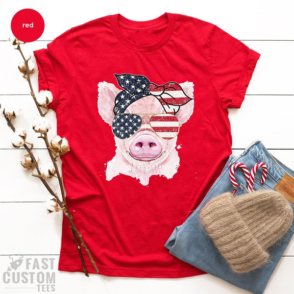 America Shirt, Funny 4th of July Shirt, Funny USA Shirt, Patriotic Shirt, Cute Pig Shirt, Memorial Day Shirt, Funny America Shirt - 7.jpg