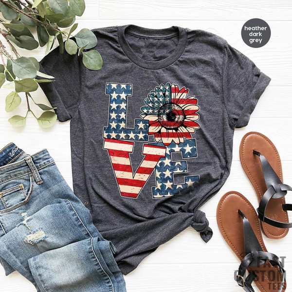 America Shirt, Love America Shirt, 4th Of July Shirt, Fourth of July, Sunflower America Shirt, Memorial Day Shirt, Independence Day Shirt - 1.jpg