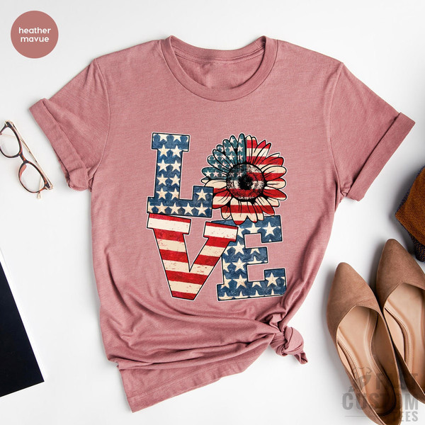 America Shirt, Love America Shirt, 4th Of July Shirt, Fourth of July, Sunflower America Shirt, Memorial Day Shirt, Independence Day Shirt - 5.jpg
