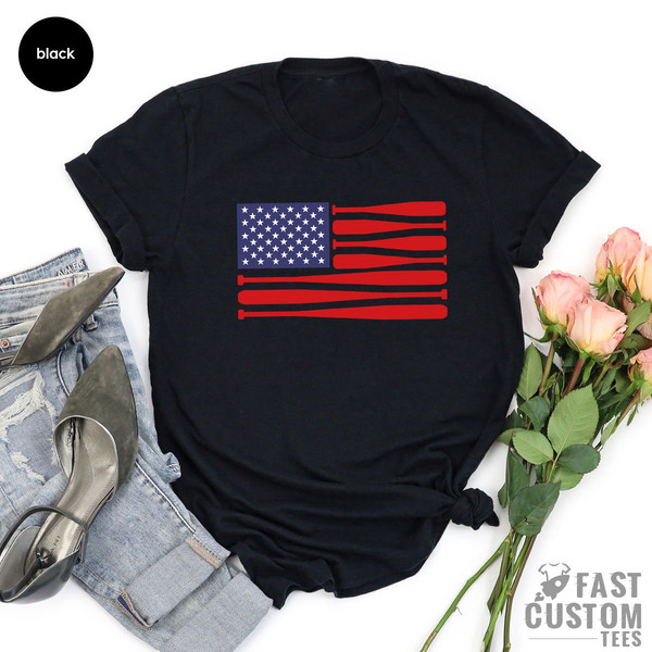 American Flag Baseball Dad T-Shirt, American Flag Baseball, Father's Day Gift, Happy Father's Day, Baseball Team, Patriotic Baseball T-Shirt - 4.jpg