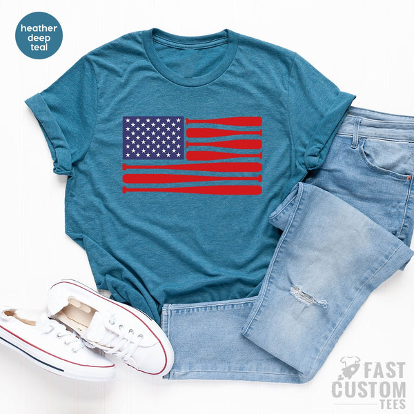 American Flag Baseball Dad T-Shirt, American Flag Baseball, Father's Day Gift, Happy Father's Day, Baseball Team, Patriotic Baseball T-Shirt - 5.jpg