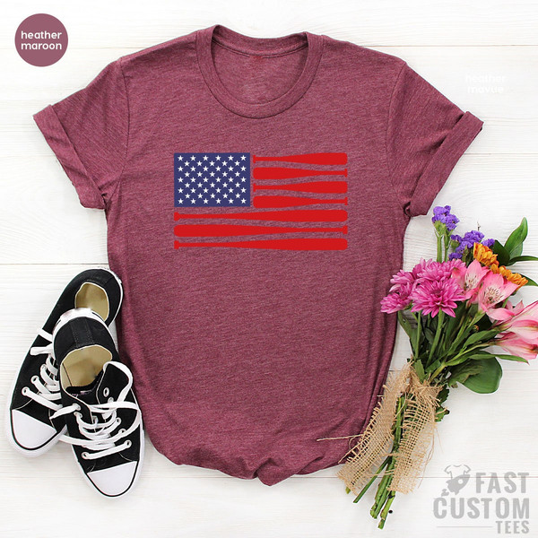 American Flag Baseball Dad T-Shirt, American Flag Baseball, Father's Day Gift, Happy Father's Day, Baseball Team, Patriotic Baseball T-Shirt - 6.jpg