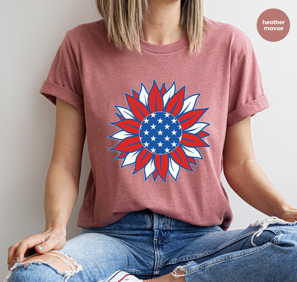 American Flag T-Shirt, Patriotic Gift, 4th Of July Shirt, America Sunflower Shirt, USA Flower Graphic Tees, Freedom TShirt, Independence Day - 4.jpg