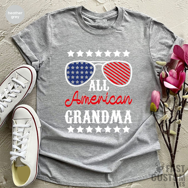American Grandma Shirt, American Family T-Shirt, Matching Family Shirts, 4th of July Shirt, Gift for Grandma, Independence Day, Family Gift - 2.jpg