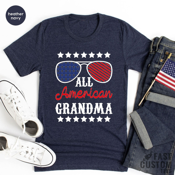 American Grandma Shirt, American Family T-Shirt, Matching Family Shirts, 4th of July Shirt, Gift for Grandma, Independence Day, Family Gift - 8.jpg