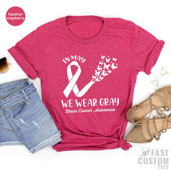 Brain Cancer Shirt, Gray Ribbon Shirt, Cancer Awareness, Cancer Support Shirt, Cancer Survivor, Cancer Fighter Shirt, Cancer TShirt - 6.jpg
