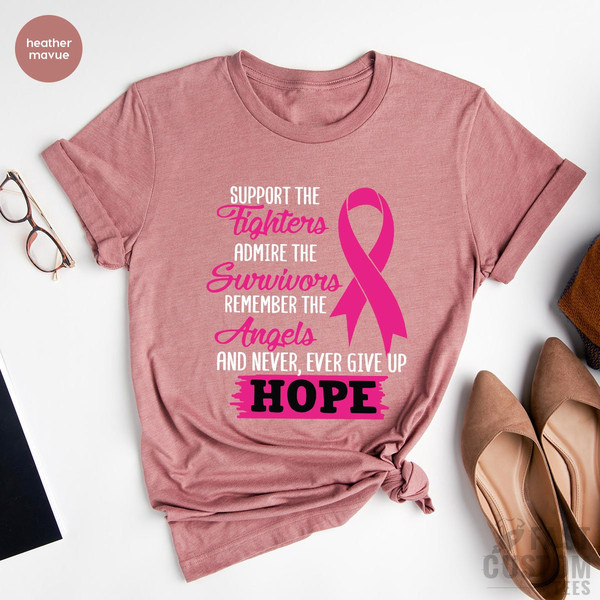 Cancer Support Shirt, Motivational T-Shirt, Cancer Awareness T-Shirt, Cancer Breast Ribbon Tee, Hope Cancer Shirts, Breast Cancer Shirt - 7.jpg