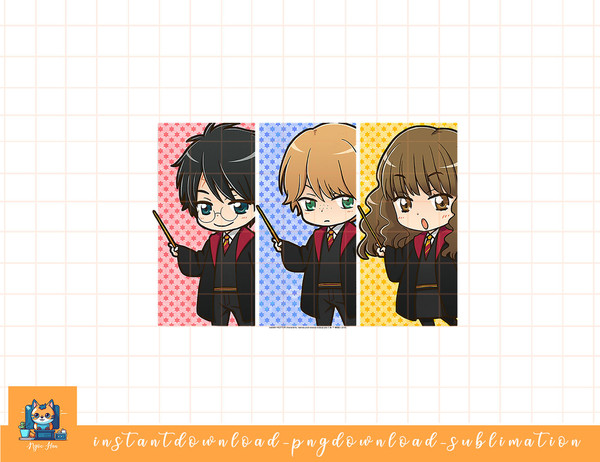 Harry Potter Chibi Hermione Ron & Harry png, sublimate, digital download.jpg