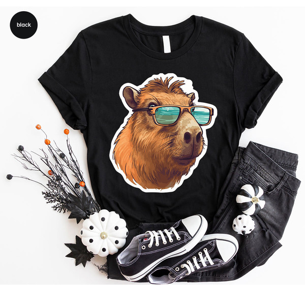 Funny Capybara Shirt, Beach Graphic Tees, Summer Gifts, Cute Capybara Toddler Shirt, Animal T Shirts, Gift from Her, Women VNeck Shirt - 2.jpg