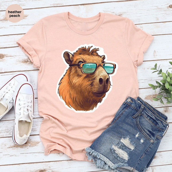 Funny Capybara Shirt, Beach Graphic Tees, Summer Gifts, Cute Capybara Toddler Shirt, Animal T Shirts, Gift from Her, Women VNeck Shirt - 3.jpg