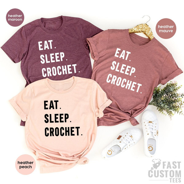 Funny Crochet Shirt, Crochet TShirt, Eat Sleep Crochet Tee, Funny Women Shirt, Crocheting Shirt, Crochet Hook Shirt, Crafting Shirts - 1.jpg