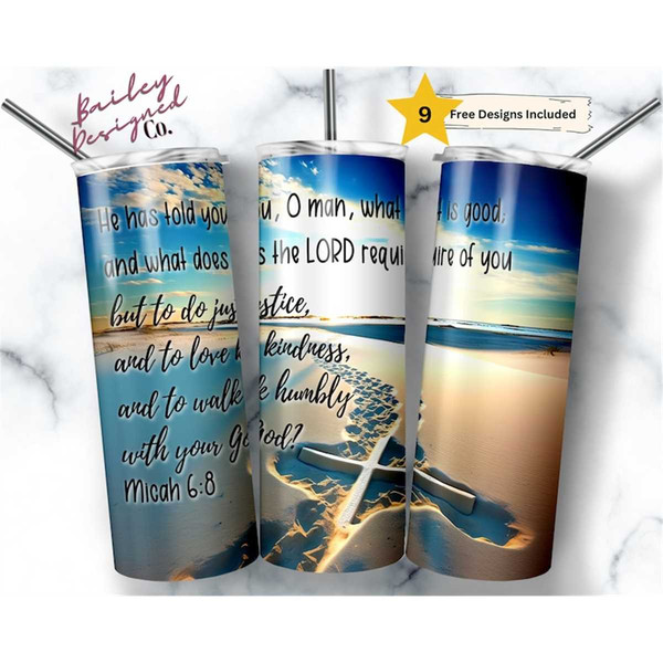 Bible Verse 20 oz Skinny Tumbler Sublimation Design Digital - Inspire Uplift